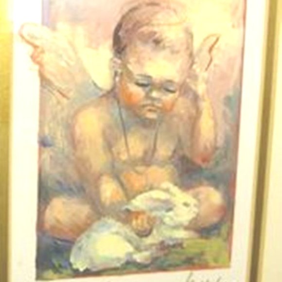 Framed Art Print "The Doctor" Cherub Angel Doctor & Rabbit: K. Galleher Virginia - Picture 8 of 11